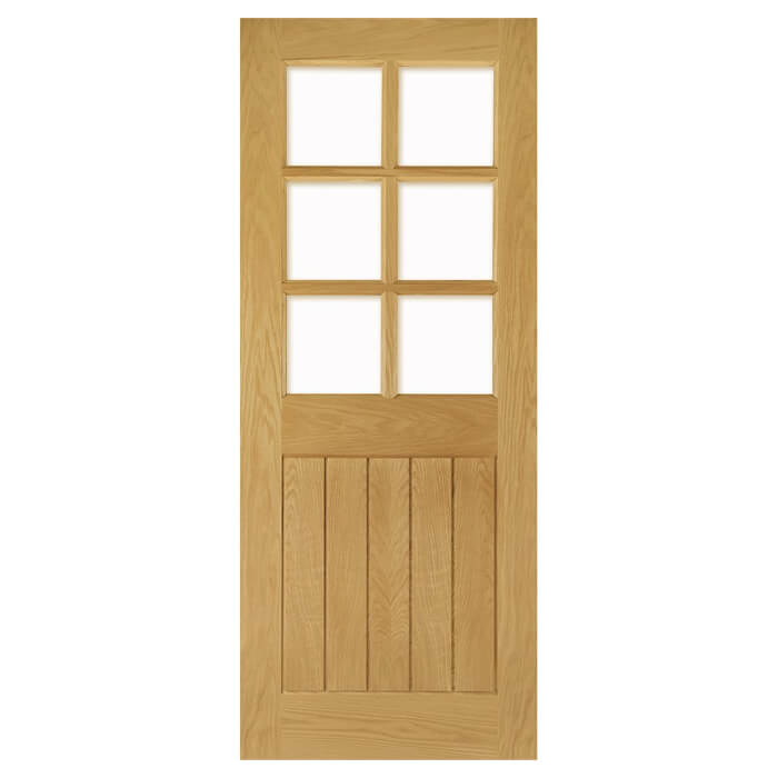 Deanta Ely Un-Finished Oak 1-Panel 6-Lites Internal Glazed Door