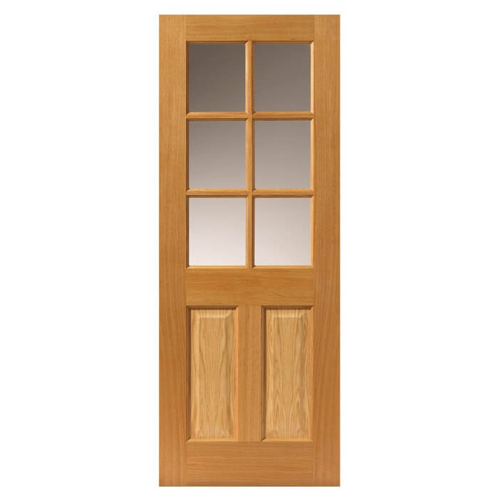 JB Kind Dean Pre-Finished Oak 2-Panels 6-Lites  Internal Glazed Door