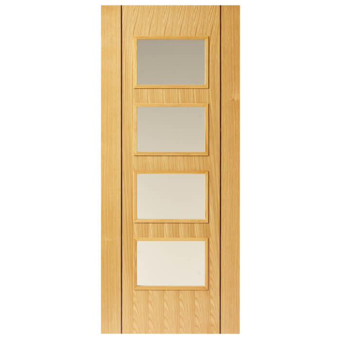 JB Kind Blenheim Pre-Finished Oak 1-Panel 4-Lites Internal Glazed Door