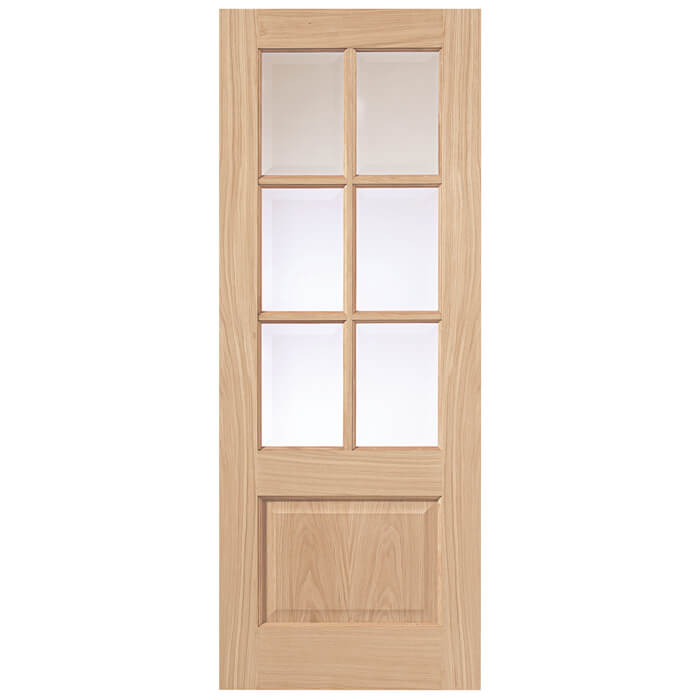 JB Kind Dove Un-Finished Oak 1-Panel 6-Lites Internal Glazed Door