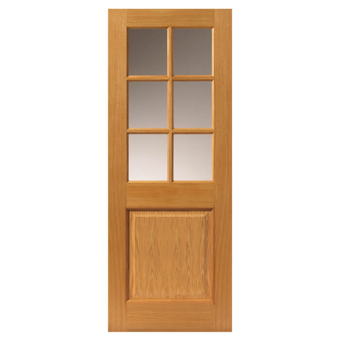 JB Kind Arden Pre-Finished Oak 1-Panel 6-Lites Internal Glazed Door