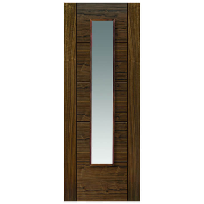 JB Kind Emral Pre-Finished Walnut 5-Panels 1-Lite Internal Glazed Door