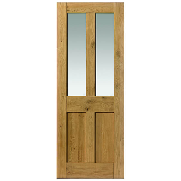 JB Kind Rustic Pre-Finished Oak 2-Panels 2-Lites Internal Glazed Door