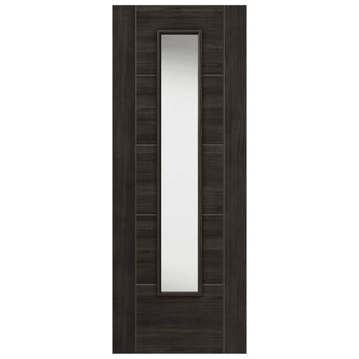 JB Kind Tigris Cinza Pre-Finished Dark Grey 5-Panels 1-Lite Laminate Internal Glazed Door