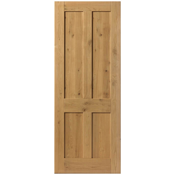 JB Kind Rustic Pre-Finished Oak 4-Panels Internal Door