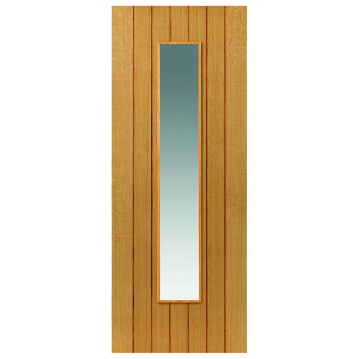 JB Kind Cherwell Pre-Finished Oak 7-Panels 1-Lite Internal Glazed Door