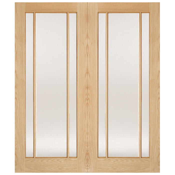 LPD Lincoln Un-Finished Oak 3L Internal Glazed Door Pair