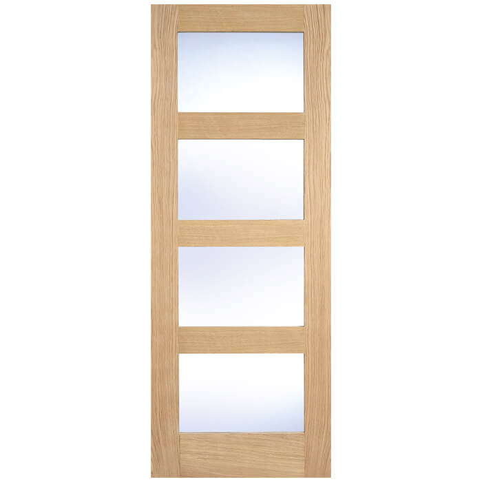 LPD Shaker Un-Finished Oak 4-Lites Internal Glazed Door