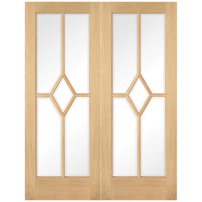 LPD Reims Pre-Finished Oak 10-Lites Internal Glazed Door Pair