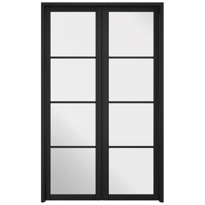 LPD Soho W4 Black Primed 4-Lites Room Divider Glazed Door Set