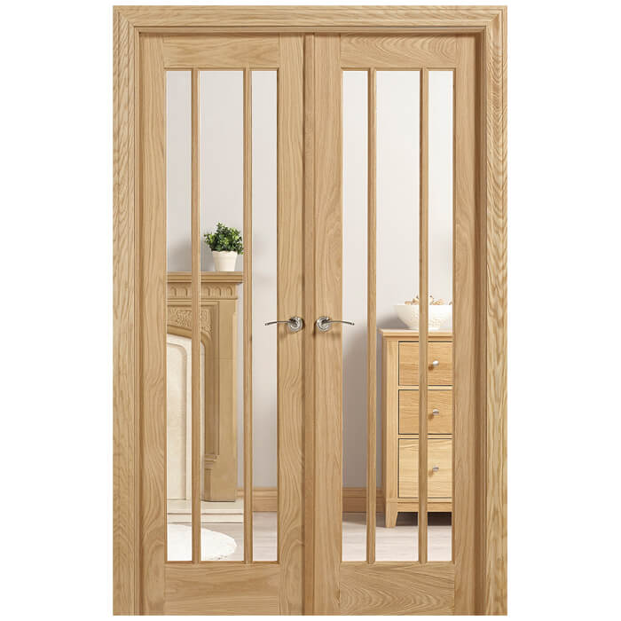 LPD Lincoln W4 Un-Finished Oak 3-Lites Room Divider Glazed Door Set