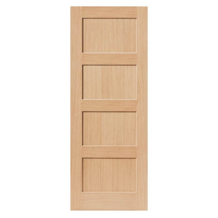 JB Kind Snowdon Un-Finished Oak 4-Panels Internal Fire Door