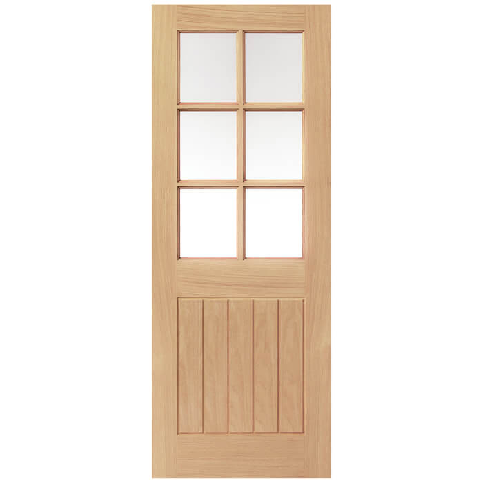 JB Kind Thames Un-Finished Oak 1-Panel 6-Lites Internal Glazed Door