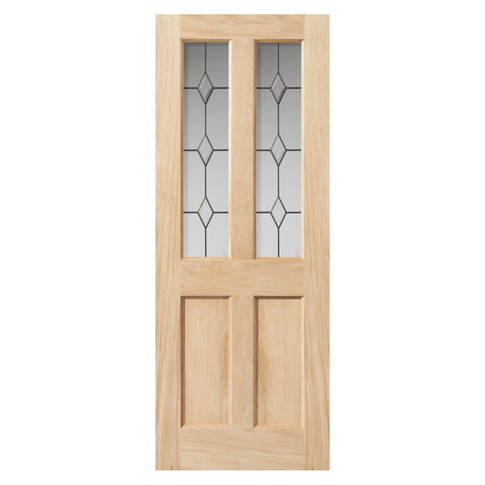 JB Kind Churnet Un-Finished Oak 2-Panels 2-Lites Internal Glazed Door