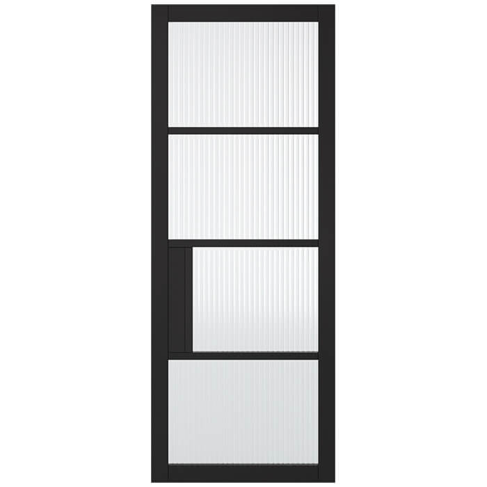 LPD Chelsea Black 4-Lights Internal Reeded Glazed Door