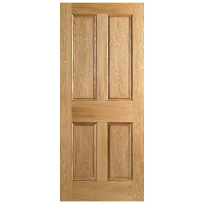 LPD Un-Finished Oak 4-Panels Internal Fire Door