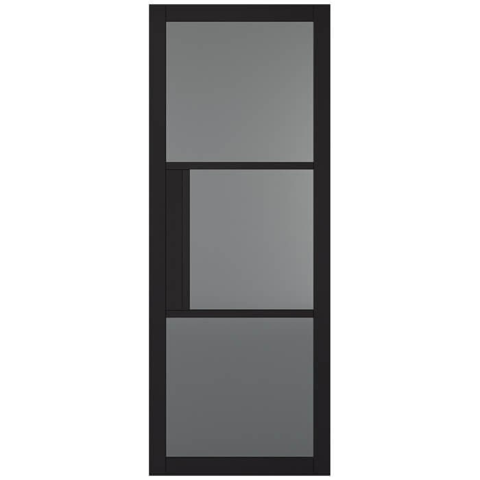 LPD Tribeca Black Primed Plus 1-Panel 3-Lites Tinted Internal Glazed Door