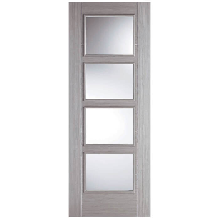 LPD Vancouver Pre-Finished Light Grey 5-Panels 4-Lites Internal Glazed Fire Door