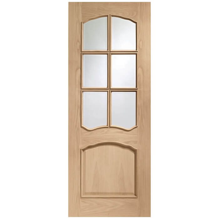 XL Joinery Riviera Un-Finished Oak 1-Panel 6-Lites Internal Glazed Door