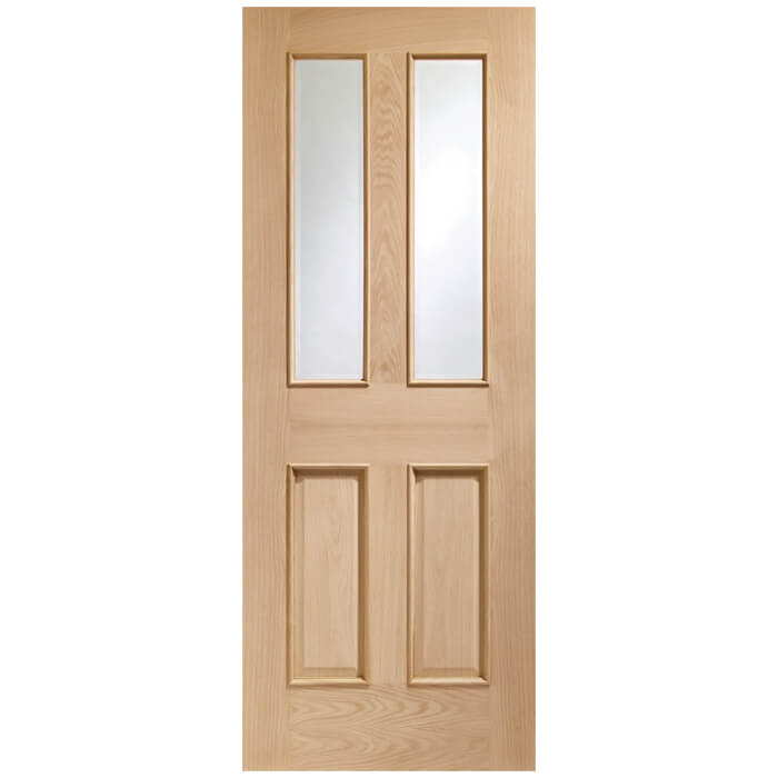 XL Joinery Malton Un-Finished Oak 2-Panels 2-Lites Internal Glazed Door