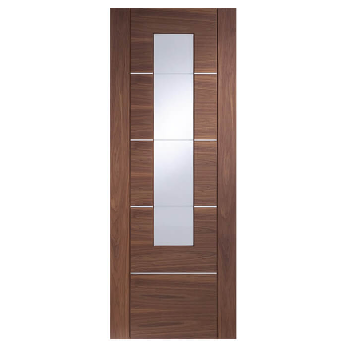 XL Joinery Portici Pre-Finished Walnut 5-Panels 1-Lite Internal Glazed Door