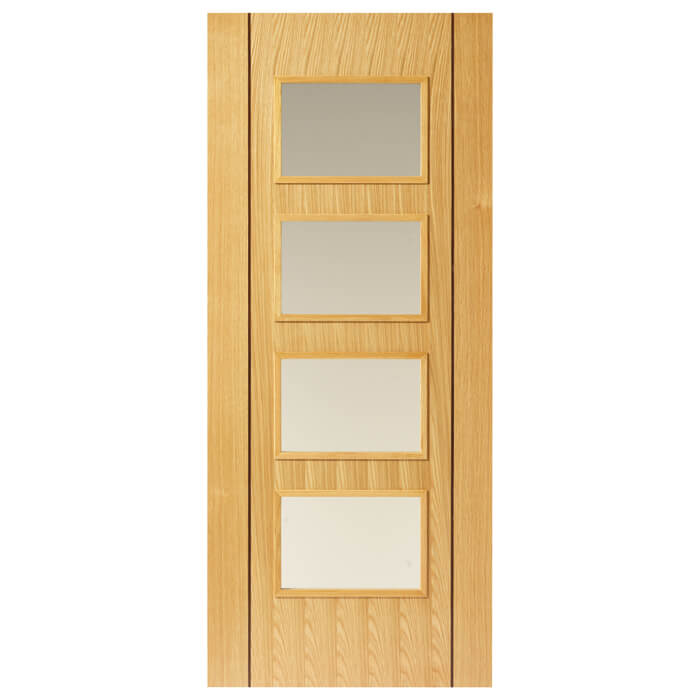 JB Kind Blenheim Pre-Finished Oak 1-Panel 4-Lites Internal Glazed Fire Door