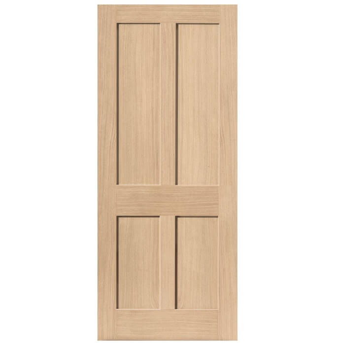 JB Kind Rushmore Un-Finished Oak 4-Panels Internal Fire Door