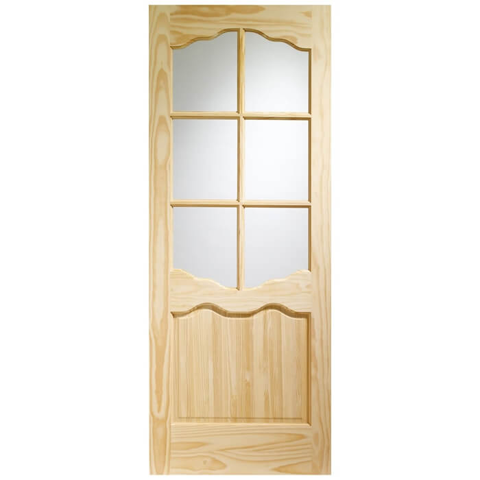 XL Joinery Riviera Un-Finished Clear Pine 1-Panel 6-Lites Internal Glazed Door