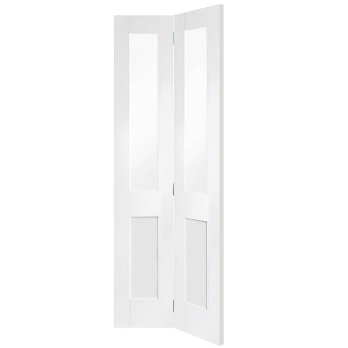 XL Joinery Malton Shaker White Primed 2-Panels 2-Lites Internal Bi-Fold Glazed Door