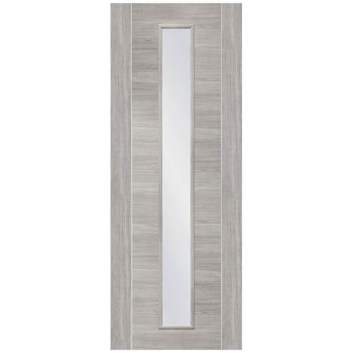 XL Joinery Palermo Fully-Finished White Grey Laminate 7-Panels 1-Lite Internal Glazed Door