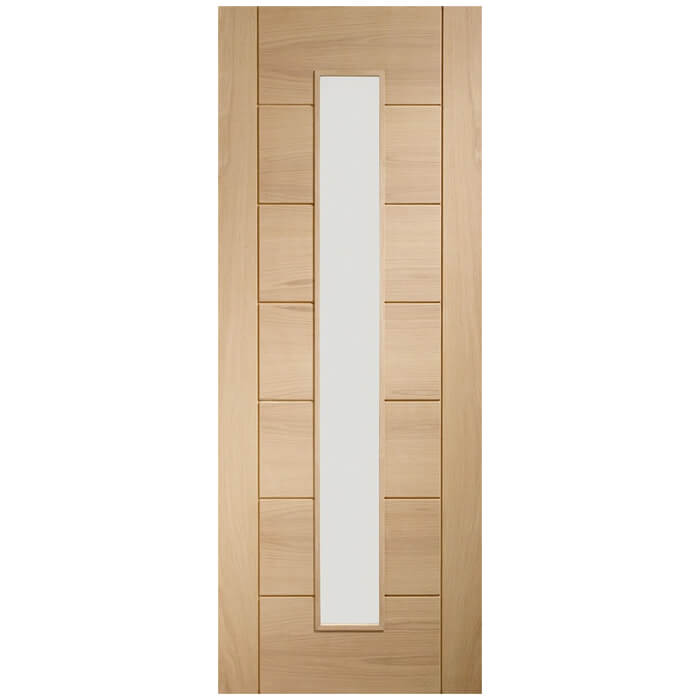 XL Joinery Palermo Original Un-Finished Oak 7-Panels 1-Lite Internal Glazed Fire Door