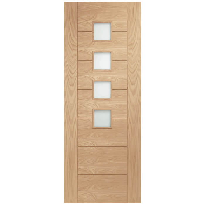 XL Joinery Palermo Original Pre-Finished Oak 7-Panels 4-Lites Internal Obscure Glazed Door