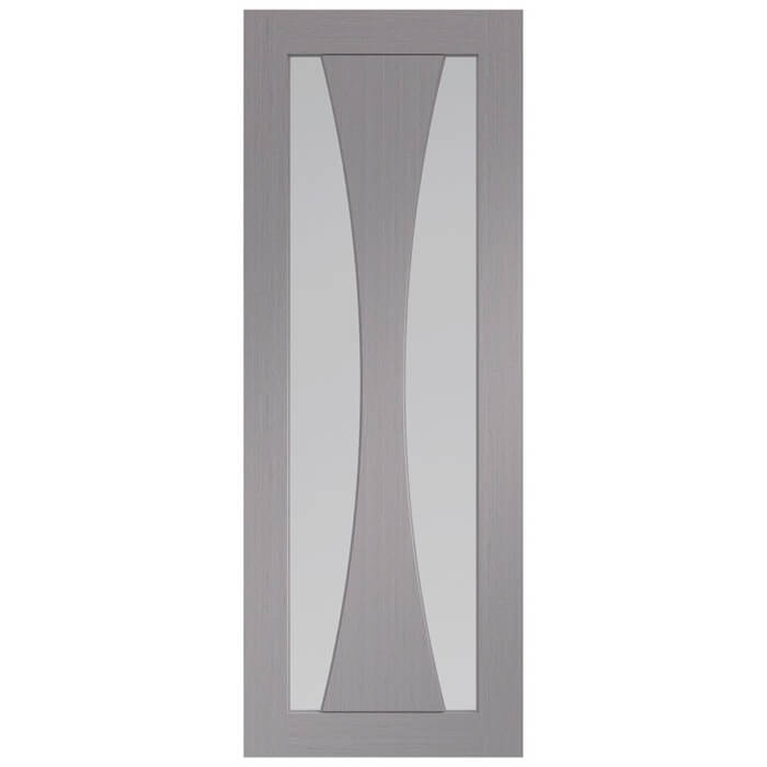 XL Joinery Verona Internal Door with 1 Panel and 2 Clear Glazed Light - Prefinished Light Grey