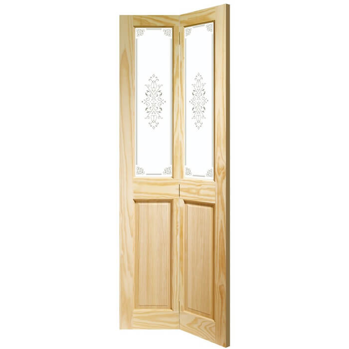 XL Joinery Victorian Un-Finished Clear Pine 2-Panels 2-Lites Internal Bi-Fold Glazed Door