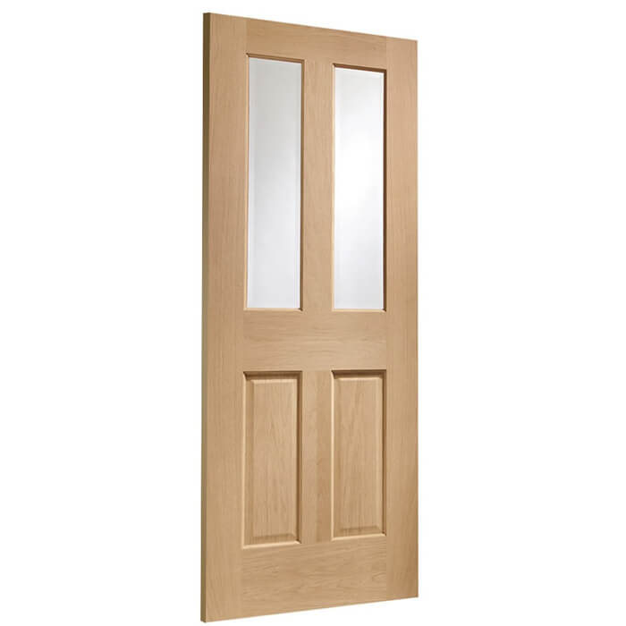 XL Joinery Malton Un-Finished Oak 2-Panels 2-Lites Internal Glazed Fire Door