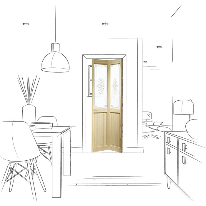 XL Joinery Victorian Un-Finished Clear Pine 2-Panels 2-Lites Internal Bi-Fold Glazed Door