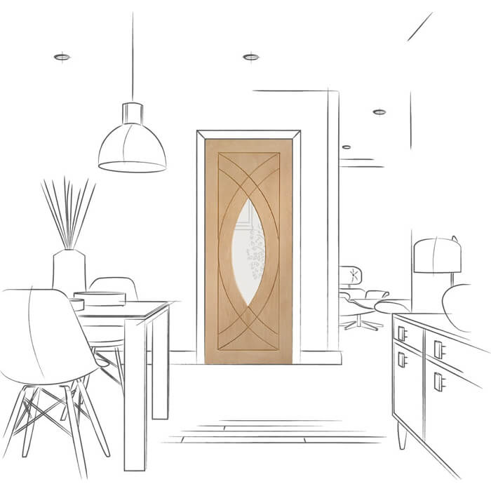 XL Joinery Treviso Un-Finished Oak 1-Panel 1-Lite Internal Glazed Door