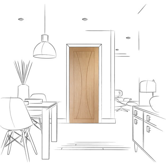 XL Joinery Verona Un-Finished Oak 3-Panels Internal Fire Door