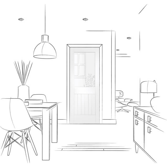 XL Joinery Suffolk White Primed 6-Panels 1-Lite Internal Glazed Door