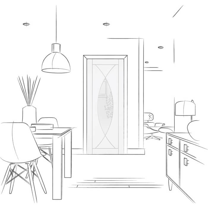 XL Joinery Pesaro White Primed 4-Panels 1-Lite Internal Glazed Door