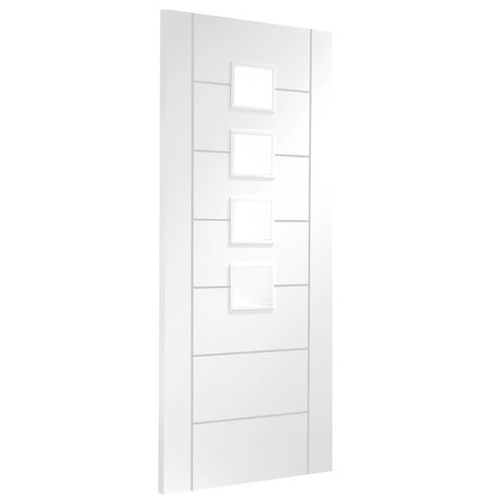 XL Joinery Palermo White Primed 7-Panels 4-Lites Internal Glazed Door