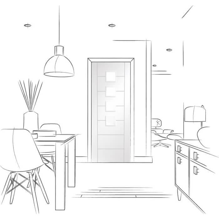 XL Joinery Palermo White Primed 7-Panels 4-Lites Internal Glazed Door