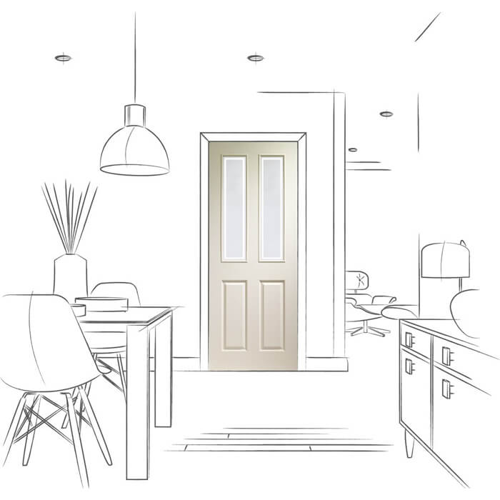 XL Joinery Victorian Un-Finished White Moulded 2P 2L Internal Forbes Glazed Door