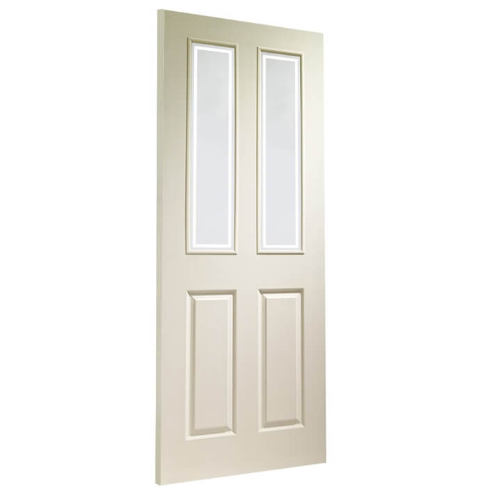 XL Joinery Victorian Un-Finished White Moulded 2P 2L Internal Forbes Glazed Door