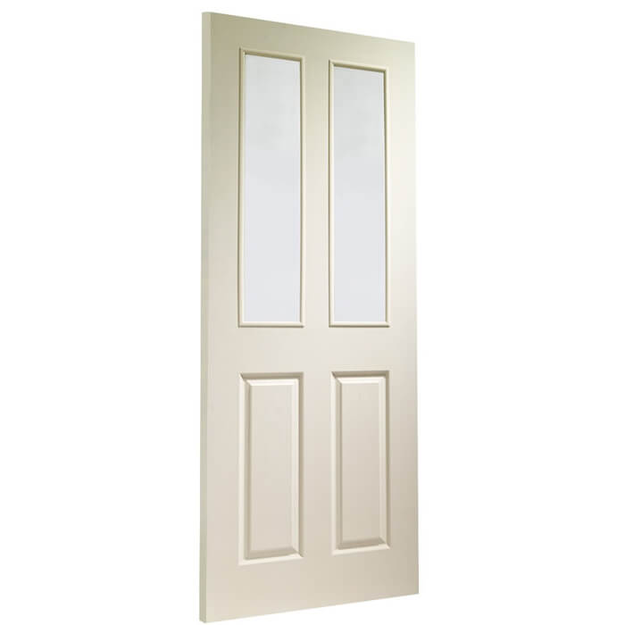 XL Joinery Victorian Un-Finished White Moulded 2-Panel 2-Lites Internal Glazed Door