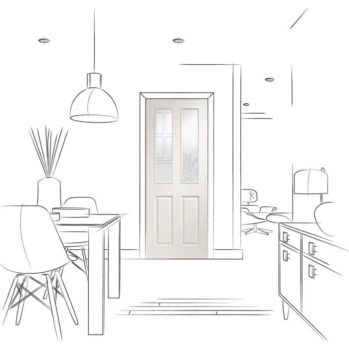 XL Joinery Victorian Un-Finished White Moulded 2-Panel 2-Lites Internal Glazed Door