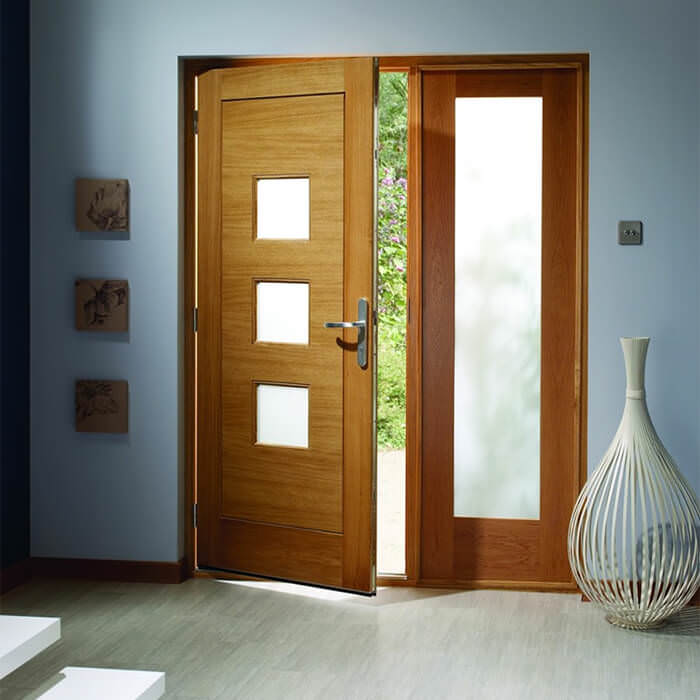 XL Joinery Turin Pre-Finished Oak 3-Lights External Obscure Glazed Door