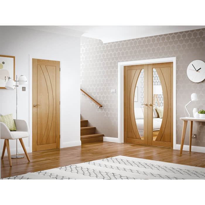 XL Joinery Salerno Pre-Finished Oak 2-Panels 1-Lite Internal Glazed Door