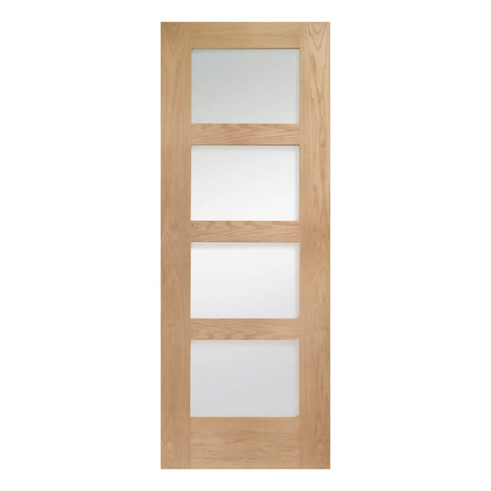 XL Joinery Shaker Un-Finished Oak 4-Lites Internal Glazed Fire Door