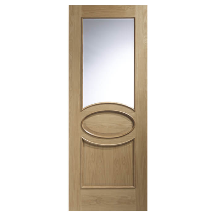 XL Joinery Calabria Un-Finished Oak 2-Panels 1-Lite Internal Glazed Door